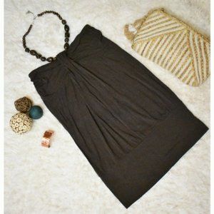 Vanity rayon mini dress beaded halter t shirt knit strapless knit brown size M
